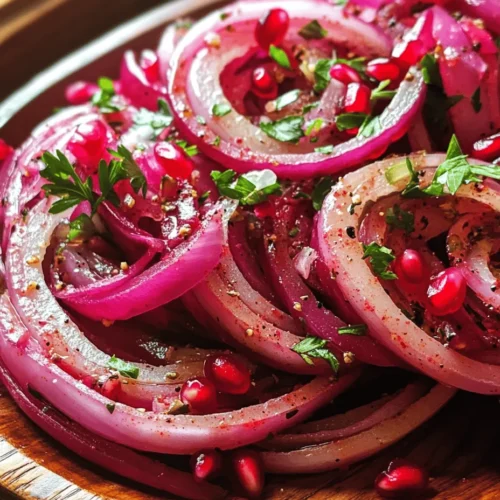 Zesty Sumac Onions are a vibrant and flavorful addition to any meal, offering a unique twist that elevates both simple and elaborate dishes. This recipe showcases the perfect harmony of tangy sumac, sweet red onions, and fresh ingredients, making it not just a side dish but also a versatile topping that can enhance salads, grilled meats, and wraps. Whether you're looking to add a punch of flavor to your dinner plate or seeking a zesty condiment for your next gathering, Zesty Sumac Onions are sure to impress.