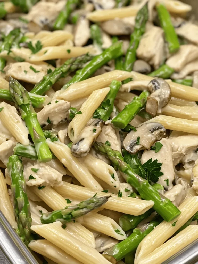 In the whirlwind of our daily lives, finding the perfect recipe that combines comfort, flavor, and ease of preparation can feel like a tall order. Enter the Creamy Mushroom and Asparagus Chicken Penne – a dish that beautifully balances rich, creamy textures with the freshness of vegetables and the heartiness of chicken. This delightful pasta dish not only satisfies hunger but also brings a sense of warmth and comfort, making it an ideal choice for weeknight dinners or special occasions alike.