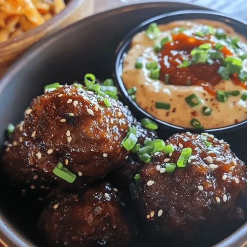 Korean BBQ Meatballs are a delightful fusion of flavors that encapsulate the savory essence of Korean cuisine while offering the comfort of a home-cooked dish. These meatballs are not just a meal; they are an experience, bringing the vibrant tastes of Korea into your kitchen. Perfect for family gatherings, parties, or a casual weeknight dinner, these meatballs are not only delicious but also versatile, pairing wonderfully with a spicy mayo dip that adds a kick to every bite.