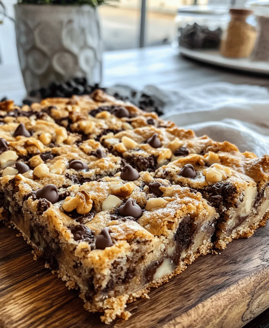 <strong>Exploring the Popularity of Banana-Based Desserts</strong>” /></p>
</p>
<h3>Combining Dry Ingredients: Avoiding Overmixing for the Perfect Crumb</h3>
</p>
<p>To achieve the ideal texture for your Chocolate Chip Banana Bars, combining the dry ingredients requires a gentle touch. Start by sifting together the flour, baking soda, and salt in a medium bowl. This step not only helps to aerate the flour but also ensures that the baking soda is evenly distributed, preventing any clumps that could affect the rise of your bars.</p>
</p>
<p>Once your dry ingredients are combined, gradually add them to your wet mixture of mashed bananas, eggs, and vanilla extract. It’s crucial to mix the ingredients until just combined. Overmixing can lead to a dense, tough texture instead of the light, fluffy bars you desire. Use a rubber spatula to fold the dry ingredients into the wet mixture gently. Aim for a few streaks of flour remaining visible, as this indicates that your batter is perfectly mixed without being overworked.</p>
</p>
<h3>Folding in Chocolate Chips and Walnuts: Tips for Even Distribution</h3>
</p>
<p>Incorporating chocolate chips and walnuts into your batter adds delightful texture and flavor. Once your batter is ready, fold in a generous cup of semi-sweet chocolate chips and half a cup of chopped walnuts. To achieve an even distribution, sprinkle the chocolate chips and walnuts over the surface of the batter rather than dumping them all at once. This method allows you to fold them into the mixture more evenly.</p>
</p>
<p>Using a spatula, make sure to gently fold the chocolate and nuts into the batter without stirring excessively. The key here is to ensure that every bite of your banana bars is packed with rich chocolate and crunchy walnuts, enhancing the overall taste experience.</p>
</p>
<h3>Pouring and Spreading the Batter: Achieving an Even Bake</h3>
</p>
<p>With your batter perfectly mixed, it’s time to pour it into a prepared baking pan. Line a 9×13-inch baking dish with parchment paper or grease it lightly to prevent sticking. Pour the batter into the pan, using a spatula to spread it evenly across the surface. This step is essential for ensuring that your bars bake uniformly.</p>
</p>
<p>Smooth out the top of the batter to create a level surface. This not only helps with even baking but also gives your Chocolate Chip Banana Bars a polished look once they come out of the oven.</p>
</p>
<h3>Baking Time and Temperature: Recognizing When They’re Done</h3>
</p>
<p>Preheat your oven to 350°F (175°C) while you prepare the batter. Bake the banana bars for 25 to 30 minutes, or until they are golden brown and a toothpick inserted into the center comes out clean or with a few moist crumbs. It’s vital to keep an eye on your bars during the last few minutes of baking, as ovens can vary in temperature.</p>
</p>
<p>The edges should start to pull away from the sides of the pan, and the top will have a slight bounce when gently pressed. This indicates that your bars are ready to be taken out of the oven. Allow them to cool in the pan for about 10 minutes before transferring them to a wire rack to cool completely.</p>
</p>
<h3>Cooling Process: Why It Matters for Texture and Flavor Development</h3>
</p>
<p>The cooling process significantly impacts the final texture and flavor of your Chocolate Chip Banana Bars. Allowing them to cool in the pan for several minutes helps them set, making them easier to cut without crumbling. After transferring the bars to a wire rack, let them cool completely before slicing.</p>
</p>
<p>As the bars cool, the flavors meld together, enhancing the overall taste. The chocolate will firm up slightly, and the bars will develop a more cohesive texture, making each bite more satisfying. Patience is key here; while it’s tempting to dive in as soon as they come out of the oven, waiting will reward you with the best possible version of your homemade treats.</p>
</p>
<h3>Nutritional Information and Health Benefits</h3>
</p>
<p>When it comes to enjoying Chocolate Chip Banana Bars, it’s important to consider their nutritional profile. Each bar offers a delightful combination of flavors while providing beneficial nutrients.</p>
</p>
<h4>Analyzing the Nutritional Profile of Chocolate Chip Banana Bars</h4>
</p>
<p>A typical serving of these bars contains around 150 calories, depending on the size and specific ingredients used. They are a good source of carbohydrates, primarily from the bananas and flour, providing energy for your day. Additionally, each bar contains healthy fats from walnuts, adding a satisfying richness.</p>
</p>
<h4>Benefits of Bananas: Potassium, Fiber, and Natural Sweetness</h4>
</p>
<p>Bananas are not only naturally sweet, contributing to the flavor of your bars, but they are also packed with essential nutrients. They are an excellent source of potassium, which helps regulate blood pressure and supports muscle function. Moreover, bananas provide dietary fiber, aiding digestion and promoting a feeling of fullness.</p>
</p>
<h4>Understanding the Energy Boost from Chocolate</h4>
</p>
<p>The addition of chocolate chips not only enhances the taste but also offers an energy boost. Dark chocolate, in particular, is rich in antioxidants and can improve heart health when consumed in moderation. The sugar in chocolate also provides a quick source of energy, making these bars an ideal post-workout snack.</p>
</p>
<h4>How Incorporating Walnuts Adds Healthy Fats and Nutrients</h4>
</p>
<p>Walnuts are a powerhouse of nutrition, providing healthy omega-3 fatty acids, which are beneficial for heart health and brain function. They are also rich in antioxidants, vitamins, and minerals, making your Chocolate Chip Banana Bars not only indulgent but also nourishing.</p>
</p>
<h4>Balancing Indulgence with Nutrition: A Guilt-Free Treat</h4>
</p>
<p>These Chocolate Chip Banana Bars strike a delightful balance between indulgence and nutrition, making them a guilt-free treat. When you take a bite, you can enjoy the rich flavors while knowing you’re nourishing your body with wholesome ingredients.</p>
</p>
<h3>Storage and Serving Suggestions</h3>
</p>
<p>To keep your freshly baked Chocolate Chip Banana Bars at their best, proper storage is essential.</p>
</p>
<h4>Best Practices for Storing Chocolate Chip Banana Bars</h4>
</p>
<p>Once your bars have cooled completely, you can store them in an airtight container. If you plan to consume them within a few days, keeping them at room temperature is fine. However, for longer storage, refrigeration is recommended to maintain freshness.</p>
</p>
<h4>How to Keep Them Fresh: Room Temperature vs. Refrigeration</h4>
</p>
<p>At room temperature, these bars will stay fresh for about 2 to 3 days. If stored in the refrigerator, they can last up to a week. To enjoy them at their best, allow them to come back to room temperature before serving, as this enhances the flavors and texture.</p>
</p>
<h4>Creative Serving Ideas: Pairing with Ice Cream or Yogurt</h4>
</p>
<p>Chocolate Chip Banana Bars can be enjoyed on their own or dressed up for an extra special treat. Serve them warm with a scoop of vanilla ice cream or a dollop of yogurt for a decadent dessert. Drizzling a bit of chocolate sauce or caramel over the top can elevate the experience even further.</p>
</p>
<h4>Using Banana Bars in Meal Prep: Quick Breakfasts or Snacks</h4>
</p>
<p>These bars are perfect for meal prep, offering a quick and nutritious breakfast or snack option on busy days. Cut them into individual portions and store them in grab-and-go bags for a convenient option to take to work or school. They are also delicious with a smear of peanut butter for an added protein boost.</p>
</p>
<h3>Conclusion: The Joy of Baking Chocolate Chip Banana Bars</h3>
</p>
<p>Baking Chocolate Chip Banana Bars is not just about creating a delightful treat; it’s an experience that brings joy to both the baker and those who get to enjoy the fruits of their labor. The process of measuring, mixing, and baking allows for a moment of creativity in the kitchen, while the delightful aroma wafting through your home creates anticipation for the delicious results.</p>
</p>
<p>Sharing these homemade treats with family and friends brings an added layer of happiness. Whether it’s a casual coffee with a friend or a family gathering, these bars are sure to be a hit, sparking joy and creating memories around the table.</p>
</p>
<p>As you enjoy your Chocolate Chip Banana Bars, don’t hesitate to experiment with variations. Consider adding spices like cinnamon or nutmeg, swapping out walnuts for pecans, or even trying different types of chocolate. The beauty of baking lies in its versatility, allowing you to find personal favorites that suit your taste.</p>
</p>
<p>Ultimately, baking is a celebration of simple pleasures, and every bite of your Chocolate Chip Banana Bars is a reminder of the joy that comes from sharing good food with loved ones. So preheat your oven, gather your ingredients, and embark on this delicious baking journey—you won’t regret it!</p>
<div id=