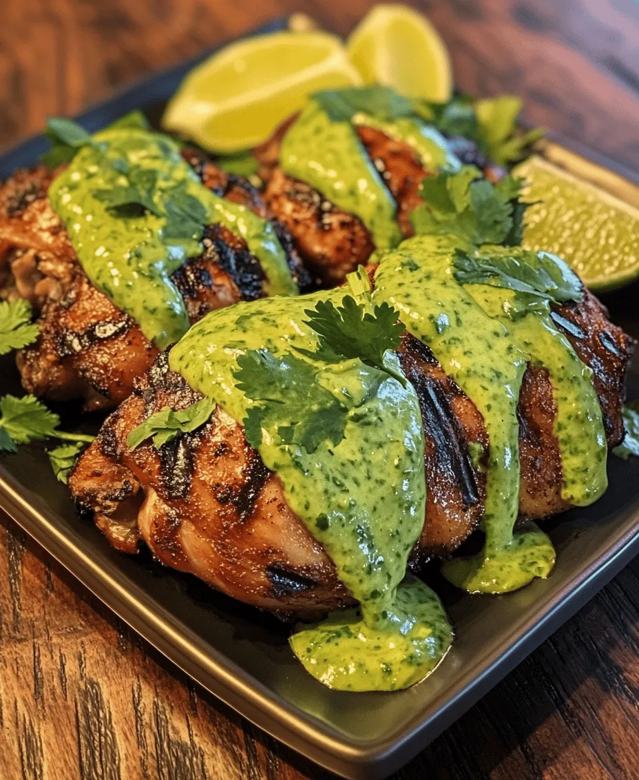 Peruvian cuisine is a vibrant tapestry of flavors, colors, and textures that speaks to the country's diverse cultural influences. From the Andean highlands to the coastal beaches, the culinary offerings reflect a rich heritage that combines indigenous ingredients with Spanish, African, and Asian techniques. One dish that epitomizes this fusion is <strong>Peruvian Grilled Chicken with Creamy Green Sauce</strong>. This recipe is not just a meal; it’s an experience that captures the essence of Peru on a plate.” /></p>
</p>
<h3>Grilling the Chicken</h3>
</p>
<p>Grilling the chicken to perfection is an essential step in creating the ultimate Peruvian Grilled Chicken with Creamy Green Sauce. The flavor, texture, and juiciness of the chicken hinge on proper grilling techniques.</p>
</p>
<h4>Importance of Preheating the Grill</h4>
<p>Preheating your grill is crucial for achieving an ideal cooking temperature, typically around 375°F to 450°F (190°C to 232°C). This initial heat helps to sear the chicken, locking in juices and forming those coveted grill marks. A properly preheated grill not only enhances flavor but also reduces the chances of the chicken sticking to the grates.</p>
</p>
<h4>Tips for Ensuring the Chicken Doesn’t Stick</h4>
<p>To prevent the chicken from sticking, follow these simple tips:</p>
<p>1. <strong>Oil the Grill Grates</strong>: Before placing the chicken on the grill, use a paper towel dipped in oil to wipe down the grates. This creates a non-stick surface.</p>
<p>2. <strong>Pat the Chicken Dry</strong>: Excess moisture can cause the chicken to steam rather than sear. Pat the chicken dry with paper towels before marinating or seasoning it.</p>
<p>3. <strong>Leave the Chicken Alone</strong>: Once you place the chicken on the grill, resist the urge to move it around. Let it sear for at least 5-7 minutes on each side before checking.</p>
</p>
<h4>Techniques for Checking for Doneness and Achieving the Perfect Grill Marks</h4>
<p>To achieve perfect grill marks, ensure that you rotate the chicken pieces 90 degrees halfway through cooking on each side. This creates those beautiful crosshatch lines that are visually appealing.</p>
</p>
<p>To check for doneness, use an instant-read thermometer. The internal temperature should reach 165°F (74°C). For the juiciest results, consider cooking the chicken to 170°F (77°C). If you don’t have a thermometer, you can also check by cutting into the thickest part of the chicken; the juices should run clear, not pink.</p>
</p>
<h4>The Science Behind Resting Meat Post-Cooking</h4>
<p>After grilling, it’s important to let the chicken rest for about 5-10 minutes before slicing. This resting period allows the juices to redistribute throughout the meat, resulting in a more flavorful and moist chicken. If you cut it right away, the juices will escape, leading to a drier piece of meat.</p>
</p>
<h3>Serving Suggestions</h3>
</p>
<p>The presentation of your Peruvian Grilled Chicken can elevate the dining experience. Here are some serving suggestions that will wow your guests:</p>
</p>
<h4>Presentation Ideas for Serving the Grilled Chicken</h4>
<p>Serve the grilled chicken on a large wooden board or a colorful platter. Arrange the chicken artfully, perhaps leaning them against each other, and drizzle the creamy green sauce generously over the top. You can also serve the sauce on the side in a small bowl for dipping.</p>
</p>
<h4>Pairing Options</h4>
<p>To complement the chicken, consider these delightful side dishes:</p>
<p>– <strong>Peruvian Rice</strong>: Fluffy white rice cooked with garlic and cilantro is a perfect base for the chicken.</p>
<p>– <strong>Black Beans</strong>: Seasoned black beans provide a hearty and nutritious side option.</p>
<p>– <strong>Fresh Salad</strong>: A simple salad with lettuce, tomatoes, and avocados dressed with lime juice adds a refreshing contrast.</p>
</p>
<h4>Creative Garnish Ideas</h4>
<p>Enhance the visual appeal of your dish with fresh garnishes. Chopped cilantro, lime wedges, and thinly sliced red onions can add a pop of color and flavor. You could also include slices of ripe avocado, which is a staple in Peruvian cuisine.</p>
</p>
<h4>Cultural Significance of Lime and Avocado</h4>
<p>In Peruvian cuisine, lime and avocado are not just ingredients; they are fundamental components that enhance flavor and nutrition. Lime adds brightness and acidity, balancing the richness of the chicken and the creamy sauce. Avocado, revered for its creamy texture and healthy fats, is often used in various dishes, serving as a perfect complement to grilled meats.</p>
</p>
<h3>Nutritional Benefits of the Dish</h3>
</p>
<p>Peruvian Grilled Chicken with Creamy Green Sauce is not only delicious but also packed with nutritional benefits.</p>
</p>
<h4>Breakdown of Nutritional Value</h4>
<p>A serving of grilled chicken (about 4 ounces) typically contains:</p>
<p>– <strong>Calories</strong>: Approximately 150-200 calories</p>
<p>– <strong>Protein</strong>: 25-30 grams</p>
<p>– <strong>Fat</strong>: 5-8 grams (depending on the cut)</p>
<p>– <strong>Carbohydrates</strong>: Minimal, especially if served with non-starchy sides</p>
</p>
<p>The creamy green sauce, typically made from fresh herbs, lime juice, and yogurt or avocado, adds healthy fats and vitamins, enhancing the overall nutritional profile.</p>
</p>
<h4>Discussion on the Health Benefits of Using Fresh Ingredients</h4>
<p>Using fresh ingredients, such as herbs like cilantro and parsley, boosts the health benefits of this dish. Fresh herbs are rich in antioxidants and essential vitamins, which can contribute to overall health. The chicken provides lean protein, which is vital for muscle development and repair.</p>
</p>
<h4>Comparison with Other Traditional Grilled Chicken Recipes</h4>
<p>Compared to traditional grilled chicken recipes from around the world, such as American BBQ chicken or Mediterranean grilled chicken, Peruvian grilled chicken is distinguished by its unique marinade, which infuses the meat with vibrant flavors. While other recipes may rely on heavy sauces or seasonings, this dish embraces the natural flavors of fresh ingredients, making it a lighter and healthier option.</p>
</p>
<h3>Cultural Significance of Peruvian Cuisine</h3>
</p>
<p>Peruvian cuisine is a rich tapestry of flavors that reflects the country’s diverse cultural history.</p>
</p>
<h4>Brief History of Peruvian Cuisine</h4>
<p>Peruvian cuisine has evolved over centuries, influenced by indigenous cultures, Spanish colonization, and immigration from Asia and Europe. This fusion of culinary traditions has resulted in a vibrant food culture that is celebrated worldwide.</p>
</p>
<h4>The Role of Grilled Meats in Peruvian Culture</h4>
<p>Grilled meats hold a special place in Peruvian culture, often featured in family gatherings and festive occasions. Asado, or barbecue, is an integral part of social gatherings, showcasing the communal and celebratory aspects of Peruvian life.</p>
</p>
<h4>How This Dish Reflects the Fusion of Indigenous Ingredients and Techniques</h4>
<p>Peruvian Grilled Chicken with Creamy Green Sauce exemplifies the harmonious blend of indigenous ingredients, such as aji peppers and fresh herbs, with techniques brought by Spanish colonizers. This fusion not only defines the dish but also symbolizes the cultural richness and diversity of Peru.</p>
</p>
<h3>Conclusion</h3>
</p>
<p>Peruvian Grilled Chicken with Creamy Green Sauce is a delightful dish that encapsulates the vibrant flavors and rich cultural heritage of Peru. The combination of marinated grilled chicken and a creamy, herbaceous sauce creates an unforgettable culinary experience that is both satisfying and nutritious.</p>
</p>
<p>As you explore this recipe, you’ll discover not only the joy of cooking but also the benefits of using fresh, wholesome ingredients. Embrace the diversity of world cuisines, and allow your kitchen to become a canvas where flavors and cultures collide.</p>
</p>
<p>Sharing this dish with family and friends can create memorable moments, as food often serves as a bridge connecting people and cultures. So fire up the grill, savor the delightful flavors, and celebrate the joy of homemade meals!</p>
<div id=