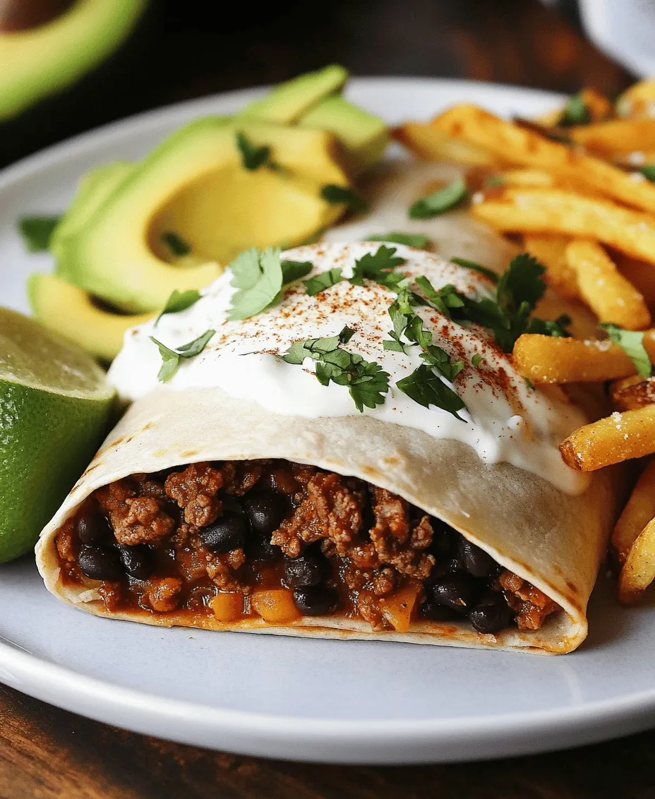 Are you ready to elevate your dinner game? Look no further than our fantastic Cheesy Beef Burritos with Crispy Fries! This mouthwatering recipe combines the heartiness of seasoned ground beef and gooey cheddar cheese wrapped in a soft flour tortilla, paired perfectly with golden, crispy fries. It’s a dish that is not only popular among families but also perfect for gatherings or a cozy night in. The fusion of flavors and textures in this meal is irresistible, making it a crowd-pleaser for all ages.