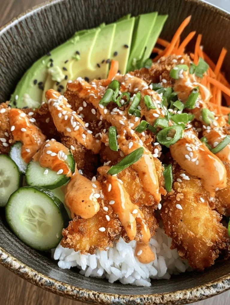 A Bang Bang Chicken Bowl is more than just a meal; it's an experience filled with flavor and texture. The star of this dish is succulent, crispy fried chicken, which is typically seasoned and coated in a flavorful batter. This chicken is then placed atop a bed of fresh vegetables, creating a colorful and inviting presentation. The dish is completed with a signature Bang Bang sauce, which is both creamy and spicy, adding a delightful kick to every bite. The combination of crunchy, fresh veggies and rich sauce elevates this dish, making it a favorite among food lovers.