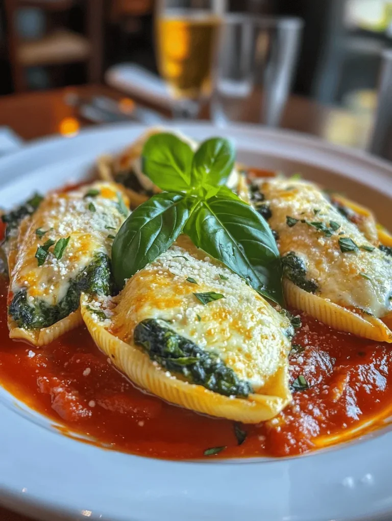 If you're on the lookout for a comforting and nutritious meal that will satisfy your family and friends, look no further than Spinach & Ricotta Delightful Shells. This delectable dish combines the creamy richness of ricotta cheese with the vibrant, earthy flavor of fresh spinach, all tucked inside tender jumbo pasta shells. Not only is this recipe vegetarian-friendly, but it also offers a delightful balance of flavors and textures that make it a hit at any gathering.