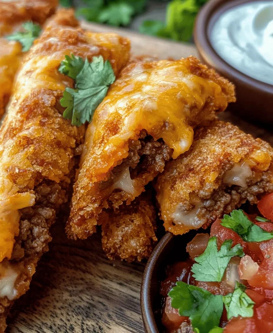 If you’re looking for a fun and flavorful dish that combines the best of Mexican cuisine with the convenience of finger food, look no further than Cheesy Taco Sticks. This delicious recipe takes all the savory goodness of traditional tacos and wraps it into a delightful, easy-to-eat stick that is perfect for any occasion. Whether you're hosting a game night, throwing a casual gathering, or just seeking a quick family meal, Cheesy Taco Sticks are sure to be a crowd-pleaser.