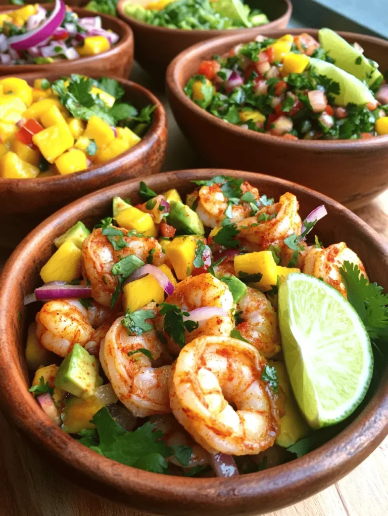 Welcome to the culinary adventure that is the Shrimp & Avocado Delight Bowls with Mango Salsa & Lime-Chili Kick! This dish is not just a meal; it's a vibrant explosion of flavors that brings together the sea’s bounty with the freshness of tropical fruits, all while maintaining a focus on healthy eating. Imagine a bowl brimming with plump, succulent shrimp nestled on a creamy avocado base, topped off with a zesty mango salsa that dances on your palate with each bite.