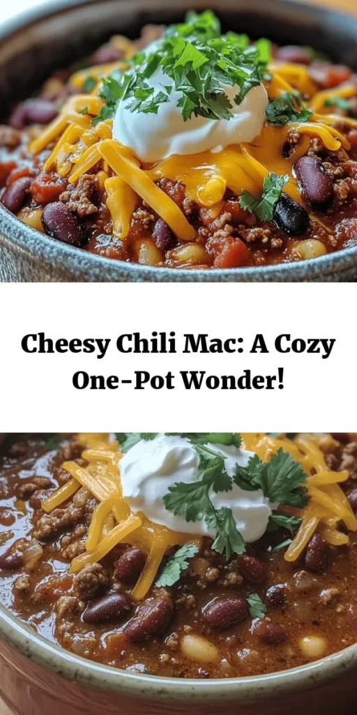 Warm up with this comforting chili mac recipe that's perfect for any night of the week! Featuring hearty ground beef or turkey, kidney and black beans, and plenty of spices, this dish is a flavorful twist on classic mac and cheese. Ready in just 35 minutes, it's easy to make and even easier to enjoy. Top with melted cheddar, a dollop of sour cream, and fresh herbs for the ultimate cozy meal. Perfect for family dinners or gatherings!