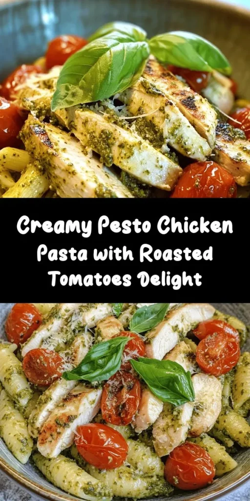Indulge in this creamy pesto chicken with roasted tomatoes for a delicious meal! This easy recipe combines succulent chicken breasts with rich basil pesto and heavy cream, topped with sweet roasted cherry tomatoes and Parmesan cheese. Perfectly paired with your favorite pasta, it’s a comforting dish that’s sure to please. Ready in just 40 minutes, this delightful dinner is perfect for weeknight cooking or impressing guests. Enjoy the flavors and simplicity!