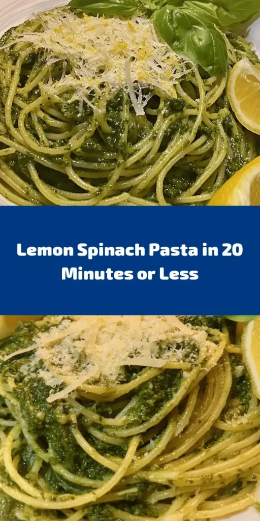 Looking for a quick and refreshing dinner idea? Try this Lemon Spinach Pasta! In just 20 minutes, you can whip up a delicious dish featuring spaghetti or linguine tossed with sautéed garlic, fresh spinach, and a zesty lemon kick. Finished with grated Parmesan cheese, it's a perfect light meal that’s both flavorful and satisfying. Serve it with fresh basil and lemon wedges for an extra burst of freshness. Perfect for busy weeknights!