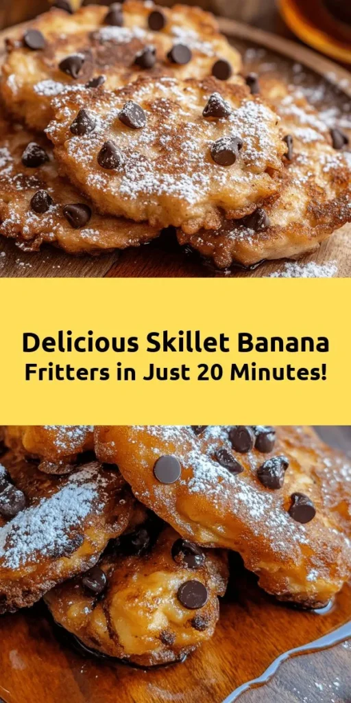 Whip up these delicious Skillet Banana Fritters for a quick and tasty treat! Made with ripe bananas, flour, and a hint of cinnamon, these fluffy fritters are perfect for breakfast or dessert. Just mix the simple ingredients, fry them up in a skillet, and dust with powdered sugar for a sweet finish. Plus, you can add chocolate chips for an extra indulgence! Enjoy them warm with maple syrup or fresh fruit compote. Perfect for sharing or indulging solo!