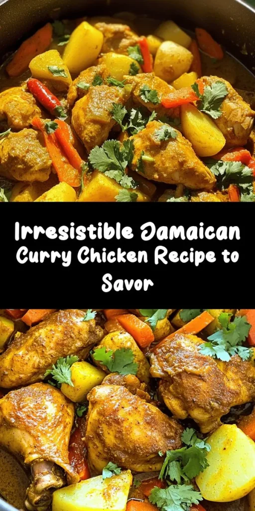 Indulge in the vibrant flavors of Jamaica with this authentic curry chicken recipe! Marinated in aromatic spices and cooked to perfection, this dish features tender chicken, hearty vegetables, and a kick of heat from scotch bonnet peppers. It's perfect served over steamed rice or with rice and peas. Easy to make and full of rich taste, it’s a delicious way to bring a taste of the Caribbean to your dinner table. Enjoy a true taste of Jamaica!