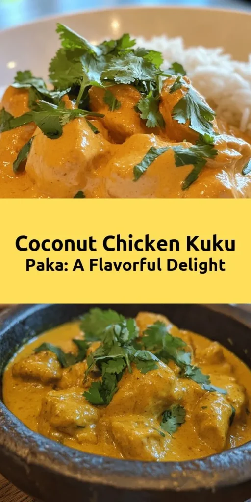 Discover the irresistible flavors of Kuku Paka, a mouthwatering coconut chicken delight that will transport your taste buds! This creamy dish features tender chicken marinated in lemon and spices, simmered in a rich coconut milk sauce. With a blend of garlic, ginger, and green chilies, each bite is a burst of flavor. Perfectly paired with rice or flatbreads, this recipe is easy to make and sure to impress your family and friends. Dive in and enjoy a taste of paradise!