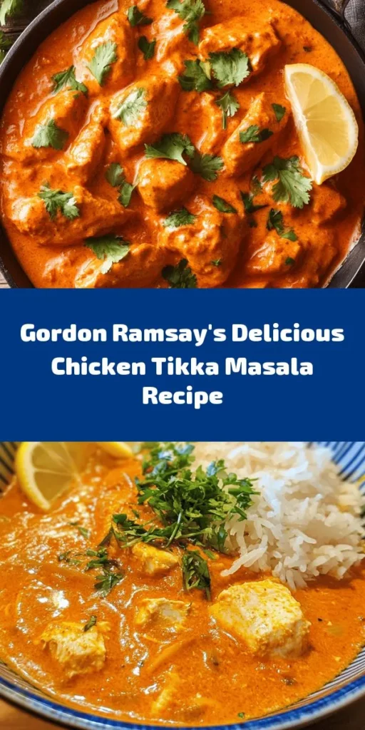 Discover the delightful flavors of Gordon Ramsay's Chicken Tikka Masala, a classic dish that's both comforting and delicious. With marinated chicken simmered in a rich blend of spices, tomatoes, and creamy coconut milk, this recipe is sure to impress. Perfect for a cozy dinner, serve it with rice or naan for a complete meal. Easy to make in under an hour, it's a great way to bring the taste of India into your kitchen. Enjoy with fresh coriander and lemon for the perfect finish!