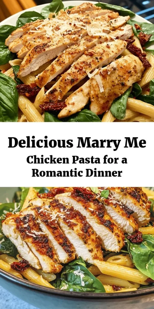 Indulge in the creamy goodness of Marry Me Chicken Pasta, a dish that's sure to impress! With tender chicken breasts, sun-dried tomatoes, and fresh spinach tossed in a luscious cream sauce, this recipe is perfect for date night or family dinners. In just 30 minutes, you'll have a delicious meal featuring rich flavors and a touch of Italian flair. Top it off with Parmesan and fresh basil for an irresistible finish. Give it a try and get ready to fall in love!