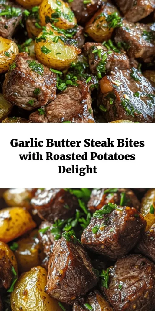 Indulge in these savory garlic butter steak bites and crispy roasted potatoes for a flavorful dinner in just 40 minutes. Tender sirloin cubes are seared to perfection and tossed in a rich garlic butter sauce, while golden baby potatoes are seasoned and roasted until fork-tender. Garnish with fresh parsley and chives for an extra pop of flavor. Perfect for weeknight dinners or special occasions, this dish is sure to impress!