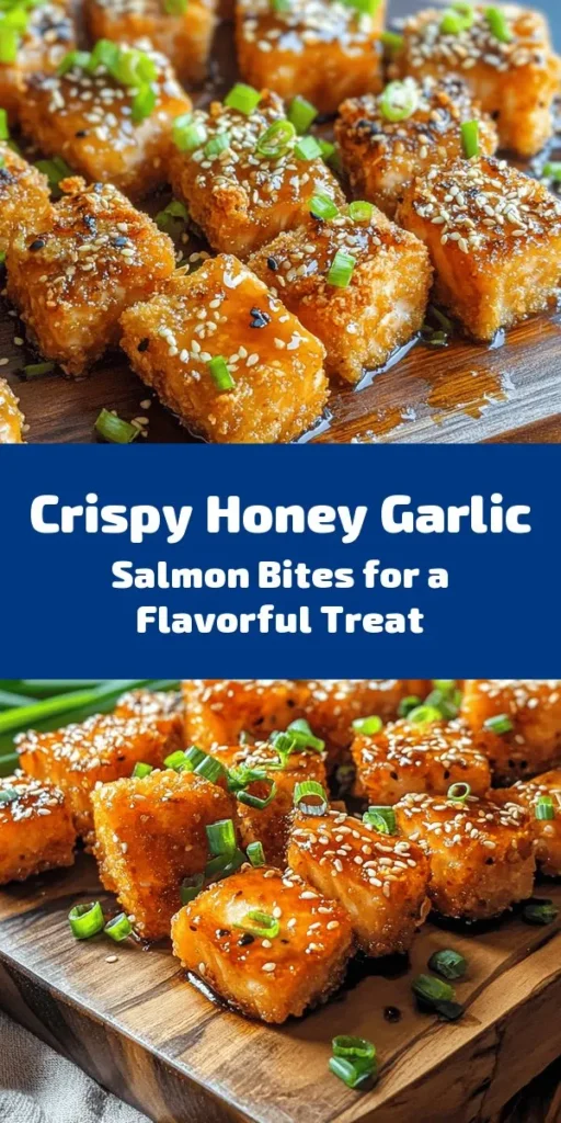 Indulge in these crispy honey garlic salmon bites for a delightful twist on dinner! Made with fresh salmon, lightly breaded for the perfect crunch, and tossed in a sweet and savory honey garlic sauce, these bites are a crowd-pleaser. They're easy to make and perfect for snacking or serving at gatherings. Garnish with green onions and sesame seeds for that extra flair. Quick, delicious, and sure to impress your family and friends!
