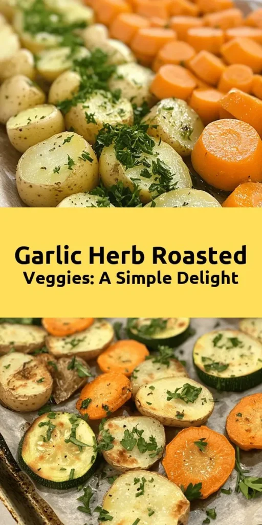 Savor the delightful flavors of Garlic Herb Roasted Potatoes, Carrots, and Zucchini with this easy recipe! Perfect for a side dish or a light meal, these veggies are coated in olive oil and a blend of herbs for a deliciously aromatic experience. Just toss your chopped veggies with garlic, thyme, rosemary, and oregano, roast them to golden perfection, and enjoy! Quick to make, this dish is packed with flavor and ready in just 40 minutes. Garnish with fresh parsley for the perfect finishing touch!