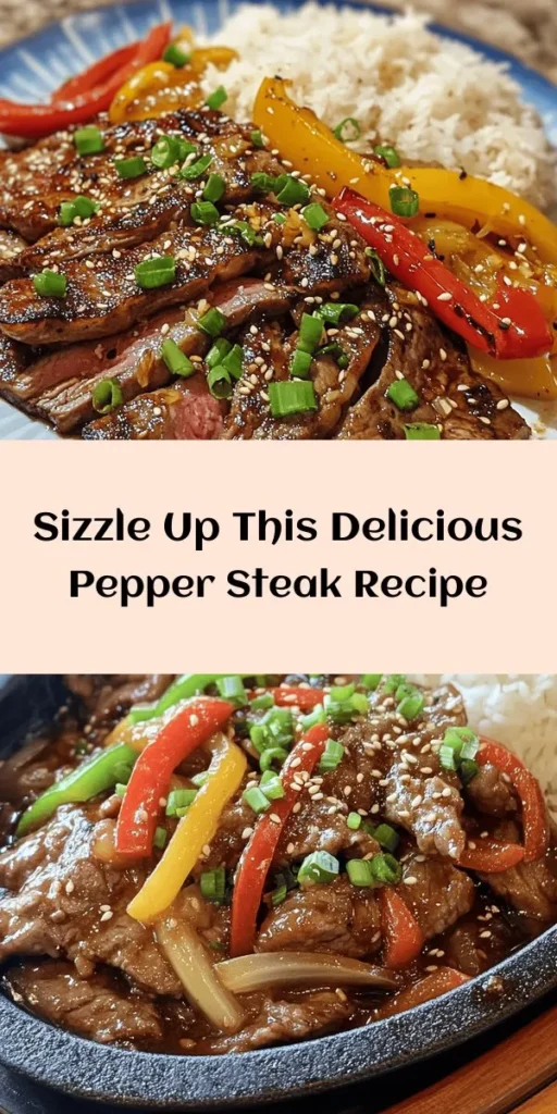 Savor the delicious flavors of this Sizzling Pepper Steak with Onions! This quick and easy recipe features tender flank steak marinated in a mix of savory sauces, then stir-fried with colorful bell peppers and onions for an irresistible meal. Ready in just 40 minutes, it’s perfect served over steamed rice or noodles. With garlic, ginger, and a sprinkle of sesame seeds, it’s a dish that’s sure to impress! Try it for dinner tonight!