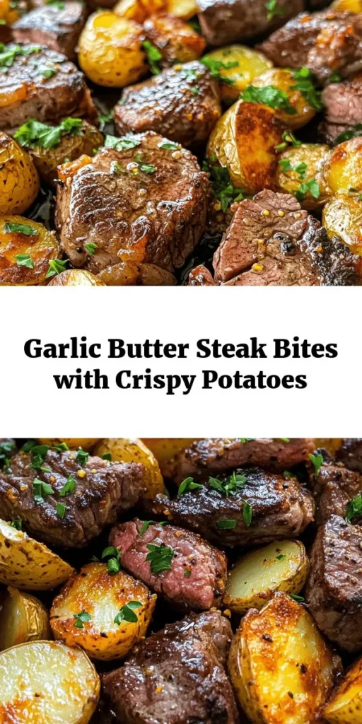 Indulge in these delicious Garlic Butter Steak Bites and Potatoes! This easy recipe features tender sirloin steak cooked to perfection and tossed in a rich garlic butter sauce. Paired with crispy roasted baby potatoes seasoned to perfection, this dish is a crowd-pleaser for any dinner. Ready in just 40 minutes, it’s perfect for busy weeknights or special occasions. Enjoy the savory flavors and satisfying textures of this delightful meal!