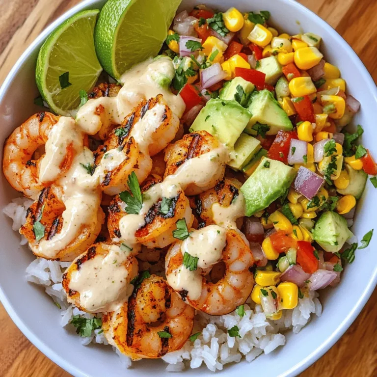 If you're looking for a delightful dish that combines fresh ingredients with vibrant flavors, look no further than the Grilled Shrimp Bowl with Avocado, Corn Salsa, and Creamy Garlic Sauce. This dish not only satisfies the taste buds but also provides a hearty meal that is visually appealing and packed with nutrition. The succulent grilled shrimp, paired with the crunchy corn salsa and creamy garlic sauce, creates a symphony of textures and flavors that will leave your palate craving more.