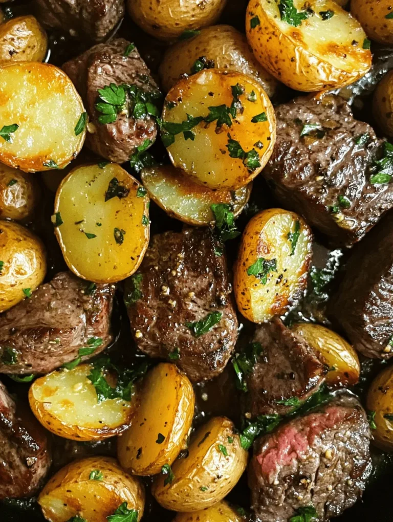 If you're looking for a dish that delivers both flavor and satisfaction, Garlic Butter Steak Bites and Potatoes is a standout choice. This meal combines the rich, savory tastes of tender steak with the comforting texture of perfectly cooked baby potatoes, all enveloped in a luscious garlic butter sauce. Not only is this recipe a feast for the senses, but it also shines in its versatility. Whether you're preparing a cozy family dinner or hosting friends for a special occasion, this dish is sure to impress.