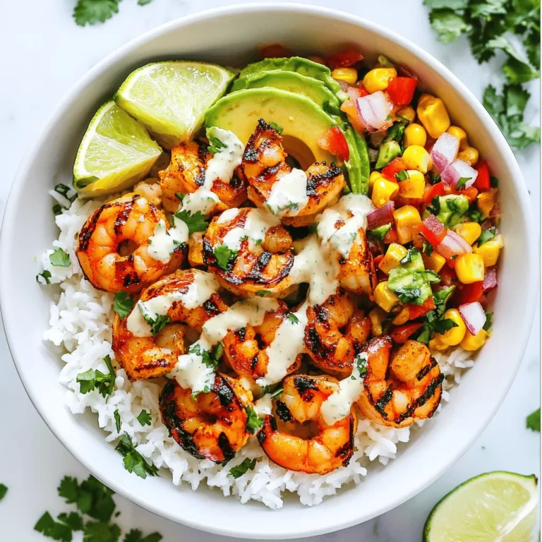 Imagine a dish that encapsulates the vibrant essence of summer with each colorful bite—a Grilled Shrimp Bowl with Avocado and Corn Salsa. This delightful meal brings together succulent grilled shrimp, creamy avocado, and a zesty corn salsa, creating a culinary experience that is both refreshing and satisfying. The combination of flavors not only tantalizes the taste buds but also evokes the warmth of sunny days, making it the perfect centerpiece for summer gatherings or a quick and nutritious weeknight dinner.