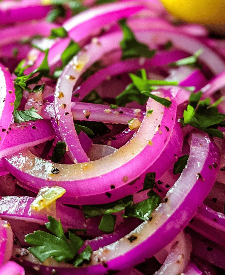 Zesty Sumac Onions are a delightful and vibrant dish that can elevate a wide range of meals with their unique flavor profile and eye-catching presentation. This dish showcases the refreshing bite of red onions, balanced by the tangy notes of sumac and fresh lemon juice, making it a perfect accompaniment to grilled meats, salads, or even as a stand-alone topping. What sets this recipe apart is not just its vibrant flavors, but also the simplicity of its preparation, allowing the fresh ingredients to shine through.