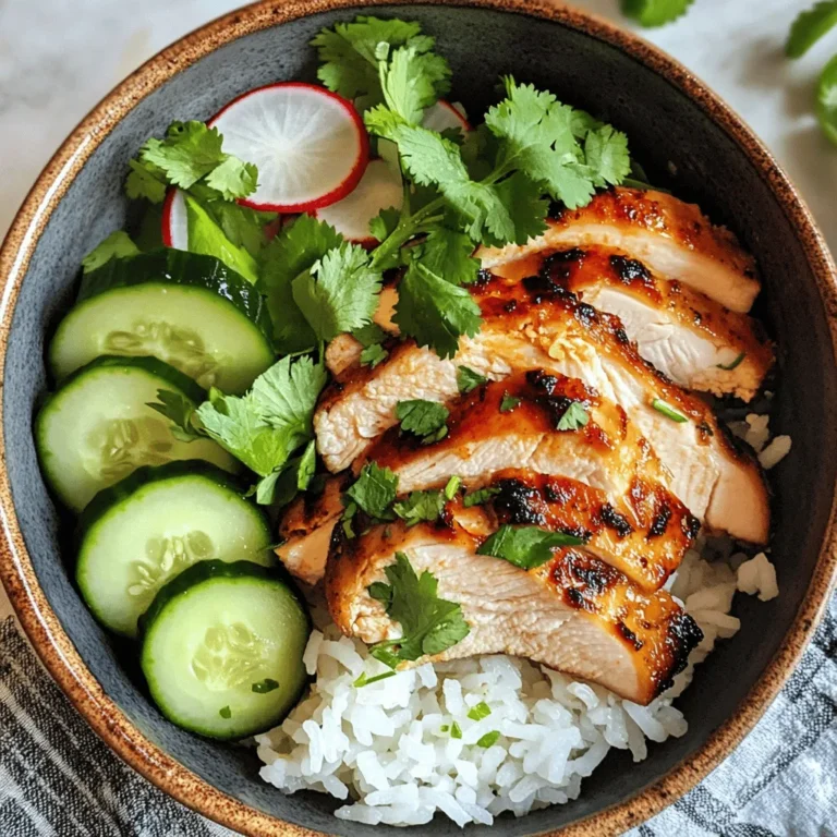 Coconut Chicken Rice Bowl features a handful of ingredients that work together to create a symphony of flavors. Each component is carefully selected to ensure that the dish is not only delicious but also balanced in taste and texture.