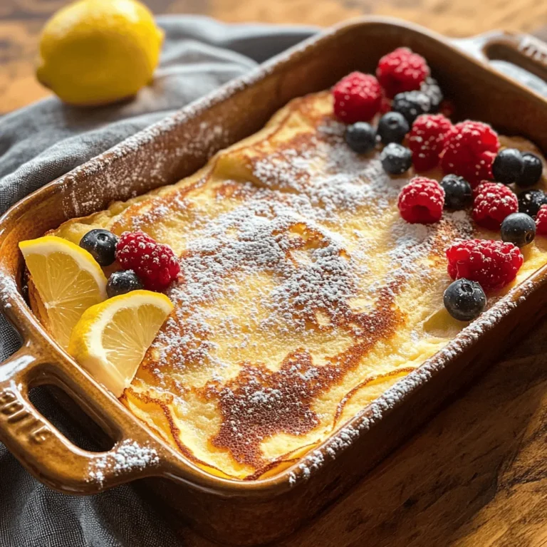 The Fluffy Baked German Pancake is a delightful dish that has captured the hearts of breakfast lovers around the world. Known for its airy, soufflé-like texture and beautifully golden edges, this pancake is both visually stunning and deliciously satisfying. Unlike its traditional American counterpart, which is often served in individual portions and cooked on a stovetop, the German pancake is baked in a single dish, allowing it to puff up dramatically in the oven. This unique cooking method creates a light and fluffy pancake that is perfect for sharing at brunch or a cozy breakfast at home.