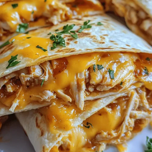 Cheesy Garlic Chicken Wraps are the perfect solution for a quick and delicious meal that is not only satisfying but also bursting with flavor. This recipe combines tender, shredded chicken with a cheesy garlic blend, enveloped in a warm tortilla, making it an ideal choice for busy weeknights or casual gatherings. Whether you're cooking for yourself, family, or friends, these wraps are sure to be a hit at the dinner table.