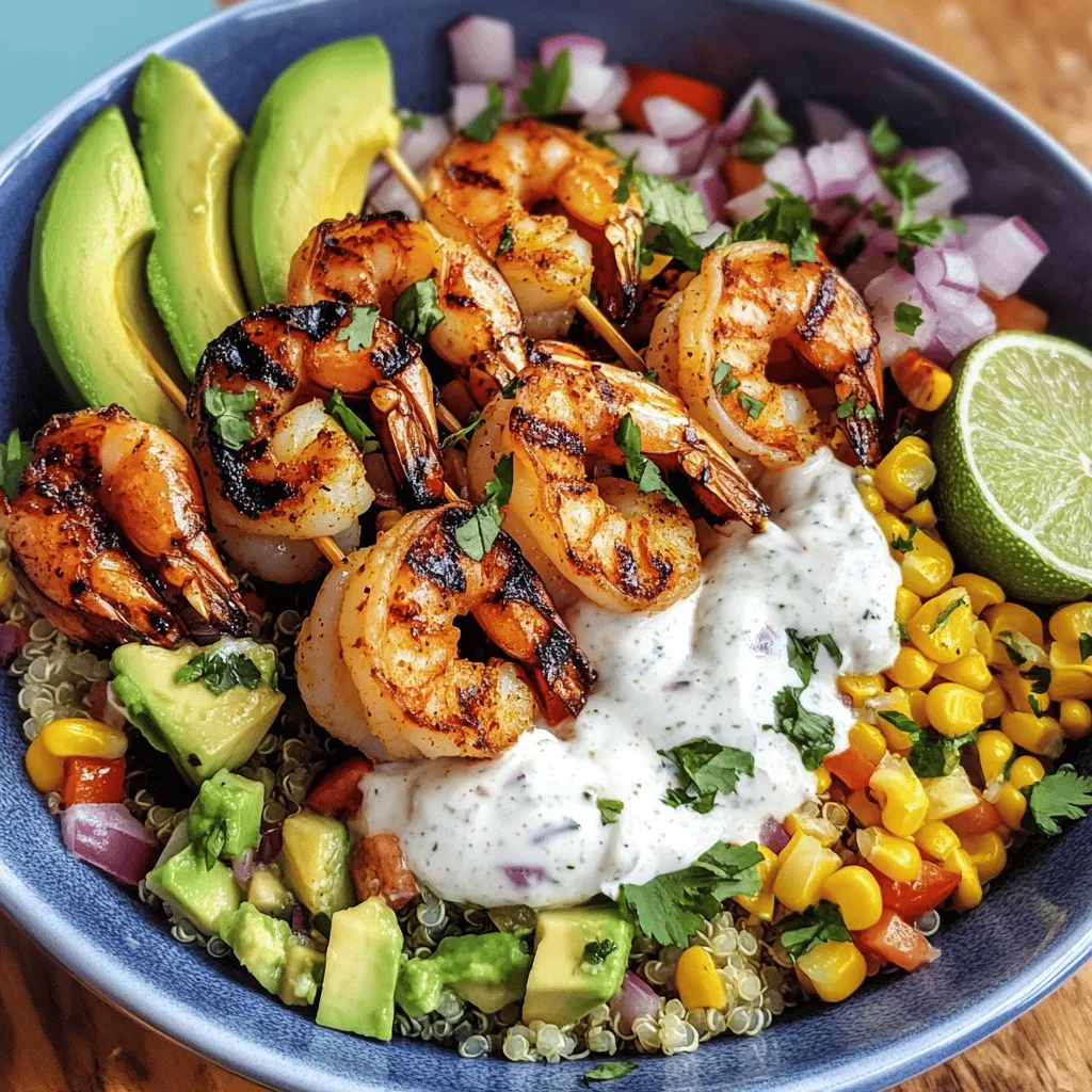 Grilled Shrimp Bowls with Avocado, Corn Salsa, and Creamy Garlic Sauce are a delightful fusion of flavors and textures that bring the taste of summer right to your table. This vibrant dish is not only visually appealing but also packed with nutrients, making it an excellent choice for a healthy lunch or dinner. The combination of succulent grilled shrimp, refreshing corn salsa, and a rich, creamy sauce creates a satisfying meal that can be enjoyed by everyone, whether you're looking for a light weeknight dinner or a dish to impress your guests. In this article, we will explore the recipe in detail, breaking down each component and providing insights into the nutritional benefits and culinary techniques involved.