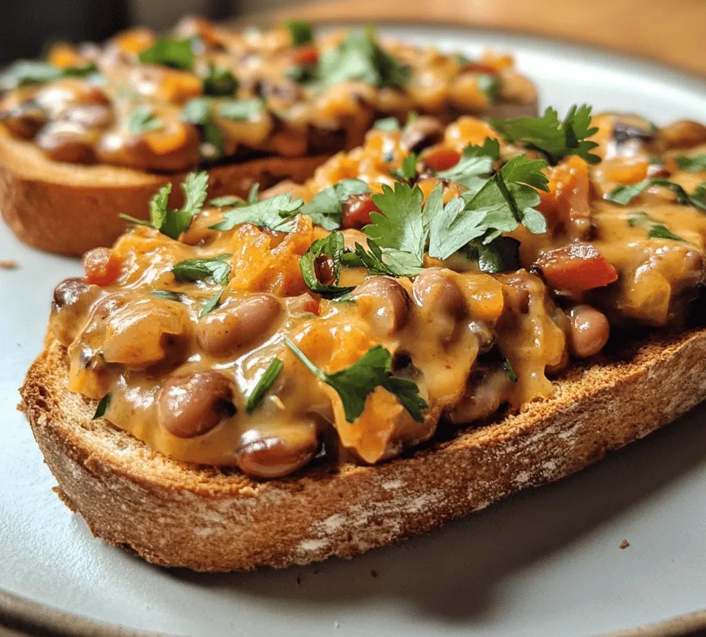 In the world of culinary delights, the beauty of combining traditional flavors with modern convenience is an art form that captivates food enthusiasts everywhere. One such dish that exemplifies this blend is <strong>Cheesy Masala Beans on Toast</strong>. This delightful recipe marries the comforting essence of crispy toast with the rich, aromatic spices of Indian cuisine, creating a dish that is not only satisfying but also bursting with flavor. Whether you’re in search of a hearty breakfast, a quick lunch, or a satisfying snack, this dish offers an explosion of taste and texture that is sure to please.” /></p>
</p>
<p><strong>Understanding the Health Benefits</strong></p>
</p>
<p>When it comes to the nutritional value of Cheesy Masala Beans on Toast, the star ingredients are undoubtedly the mixed beans. Beans are a powerhouse of nutrition, providing a great source of protein, fiber, and essential vitamins. For instance, a standard serving of mixed beans can supply around 15 grams of protein, making this dish an excellent choice for vegetarians and anyone looking to boost their protein intake without relying on animal products. Fiber is another significant benefit; it aids in digestion and helps maintain a healthy gut, while also keeping you feeling full longer. This is especially valuable for those watching their weight or trying to maintain a balanced diet.</p>
</p>
<p>The spices used in this dish, such as cumin, coriander, and turmeric, contribute not only flavor but also numerous health benefits. Spices are known for their anti-inflammatory and antioxidant properties. For example, turmeric contains curcumin, a compound with powerful anti-inflammatory effects that can help combat various chronic diseases. Cumin and coriander are also praised for their digestive benefits, further enhancing the nutritional profile of your meal.</p>
</p>
<p>Another key ingredient, olive oil, provides healthy fats that are essential for absorbing fat-soluble vitamins (A, D, E, and K). The monounsaturated fats found in olive oil can support heart health by lowering bad cholesterol levels and improving overall heart function. However, portion control is crucial, as with any ingredient; a tablespoon or two is sufficient to reap the health benefits without overdoing it.</p>
</p>
<p>When considering serving suggestions, think about balancing your dish. Pairing your Cheesy Masala Beans on Toast with a light salad or a bowl of vegetable soup can enhance the meal’s nutritional value while keeping it satisfying without being heavy. Aim for a colorful plate that includes a variety of food groups, ensuring a well-rounded meal that is both delicious and nutritious.</p>
</p>
<p><strong>Variations and Customizations</strong></p>
</p>
<p>One of the delightful aspects of Cheesy Masala Beans on Toast is the versatility it offers. There are numerous ways to customize the recipe to suit different dietary preferences and taste preferences.</p>
</p>
<p>For those following a vegetarian or vegan diet, cheese alternatives are readily available. Nutritional yeast is a popular option that provides a cheesy flavor without the dairy, while plant-based cheese made from nuts or soy can also be used to achieve a similar creamy texture. Experimenting with different cheese substitutes can yield delightful results, allowing everyone to enjoy this dish regardless of dietary restrictions.</p>
</p>
<p>Adjusting the spice level is another way to cater to various palates. If you prefer a milder flavor, consider reducing the amount of chili powder or opting for a less spicy variety. Conversely, spice enthusiasts can amp up the heat by adding fresh chili peppers or a dash of hot sauce to the beans while cooking, ensuring that the dish packs a punch.</p>
</p>
<p>Adding more vegetables is an excellent way to enhance the nutrition of your Cheesy Masala Beans on Toast. Consider incorporating leafy greens like spinach or kale, or even bell peppers, which can add color and additional vitamins. You can sauté these vegetables along with the beans or layer them directly on the toast before adding the cheese for a more vibrant presentation.</p>
</p>
<p>For those looking to explore global inspirations, consider integrating flavors from different cuisines. For example, you could add a dash of smoked paprika for a Spanish flair, or top your beans with a dollop of Greek yogurt and fresh dill for a Mediterranean twist. This flexibility allows you to create a dish that reflects your culinary preferences while keeping the core elements intact.</p>
</p>
<p><strong>Serving Suggestions</strong></p>
</p>
<p>Creating a complete meal experience with Cheesy Masala Beans on Toast involves thoughtful pairings that can elevate the dish even further. Start by considering sides that complement the flavors and textures of your main dish. A fresh green salad, perhaps with a tangy vinaigrette, can provide a refreshing contrast to the richness of the cheese and spices. Alternatively, a bowl of light vegetable soup can add warmth and comfort, especially on cooler days.</p>
</p>
<p>Beverage pairings also play a significant role in enhancing the overall dining experience. A crisp, cold glass of lemonade or an iced herbal tea can beautifully balance the spices in the dish while refreshing your palate. For those who prefer something warm, consider serving a cup of chai or coffee, which can complement the spices and provide a cozy finish to the meal.</p>
</p>
<p>Cheesy Masala Beans on Toast is versatile enough to be served on various occasions. It’s an excellent choice for breakfast or brunch, providing a hearty yet wholesome start to the day. You could also serve it at casual gatherings with friends, where its vibrant flavors will surely impress. Whether you’re hosting a weekend brunch or looking for a quick weeknight meal, this dish caters to various settings and occasions.</p>
</p>
<p><strong>Conclusion</strong></p>
</p>
<p>In summary, Cheesy Masala Beans on Toast is more than just a meal; it is a fusion of cultures that offers warmth, comfort, and robust flavors. The combination of spices, creamy cheese, and hearty beans atop crisp toast creates a satisfying experience for any palate. By understanding the health benefits of the ingredients and the potential variations you can make, you elevate this dish into your culinary repertoire.</p>
</p>
<p>With its nutritional value, customizable options, and delightful serving suggestions, Cheesy Masala Beans on Toast can easily become a go-to option for any occasion. So, gather your ingredients, unleash your creativity in the kitchen, and enjoy crafting this delightful recipe. Savor every bite and relish in the comforting flavors that make this dish a true favorite!</p>
<div id=