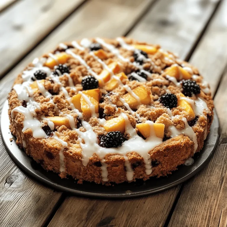 To appreciate the Peach Blackberry Coffee Cake Delight fully, it’s essential to understand the essence of coffee cake itself. Traditionally, coffee cake is a type of sweet cake that pairs perfectly with coffee, usually characterized by its moist texture, a crumbly topping, and a variety of flavor options ranging from cinnamon to chocolate. The origins of coffee cake can be traced back to Europe, particularly in Germany and Scandinavia, where sweet cakes were often served alongside coffee during social gatherings.