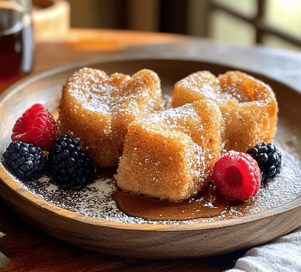 Are you looking to elevate your breakfast game with a dish that’s both delicious and easy to prepare? Look no further than <strong>Cinnamon Sugar French Toast Muffins</strong>. This delightful recipe combines the classic flavors of French toast with the convenient, portable form of muffins, making it an ideal choice for busy mornings or leisurely brunches. The sweet aroma of cinnamon and sugar wafting through your kitchen will have your family running to the table, eager to indulge in these fluffy, flavorful treats.” /></p>
</p>
<h3>Crafting the Custard Mixture: Tips for Achieving the Right Consistency</h3>
</p>
<p>To achieve the perfect custard mixture for your Cinnamon Sugar French Toast Muffins, start by combining the eggs, milk, sugar, vanilla extract, and a pinch of salt in a large mixing bowl. Use a whisk to blend the ingredients until the mixture is smooth and homogenous. This step is crucial because a well-mixed custard ensures that every muffin has an even flavor and texture.</p>
</p>
<p><strong>Consistency is Key</strong>: You’re aiming for a liquid that is creamy but not too watery. If you notice lumps, use a hand blender to smooth it out. The mixture should coat the back of a spoon; this indicates that it has thickened enough to cling to the bread.</p>
</p>
<h3>Combining Ingredients: Techniques to Ensure Even Soaking Without Over-Mixing</h3>
</p>
<p>Once your custard is ready, it’s time to combine it with the bread cubes. Start by adding the cubed bread into the custard mixture, making sure to use a spatula or large spoon to gently fold the two together. This folding technique helps to ensure that the bread absorbs the custard without becoming mushy.</p>
</p>
<p><strong>Soaking Time</strong>: Allow the bread to soak for about 10-15 minutes. This gives the bread ample time to absorb the custard mixture while maintaining its structure. Be mindful not to over-mix, as this can lead to a soggy consistency. You want the bread pieces to be well-coated and slightly softened but still holding their shape.</p>
</p>
<h3>Filling the Muffin Tin: Ideal Portion Sizes for Even Baking</h3>
</p>
<p>When filling your muffin tin, it’s essential to use the right portion sizes to ensure even baking. Generally, you should fill each muffin cup about three-quarters full. This allows enough room for the muffins to rise without overflowing while maintaining their shape.</p>
</p>
<p><strong>Tip for Even Baking</strong>: Use an ice cream scoop or a measuring cup for consistent portion sizes. This not only simplifies the filling process but also ensures that all muffins bake uniformly. If you find that you have excess batter, consider making a few mini muffins or baking the leftover batter in a ramekin for a deliciously personal treat.</p>
</p>
<h3>Baking Time and Visual Cues for Doneness</h3>
</p>
<p>Preheat your oven to 375°F (190°C) and bake the muffins for approximately 18-22 minutes. Keep an eye on them, as baking times can vary based on your oven and the size of your muffin pan. The muffins are done when they are slightly golden brown on top and a toothpick inserted into the center comes out clean.</p>
</p>
<p><strong>Visual Cues</strong>: Look for a puffed-up dome and a lightly browned surface. If the tops are golden but the centers still look wet, give them a few more minutes, checking frequently to avoid over-baking.</p>
</p>
<h3>Creating the Perfect Cinnamon Sugar Coating</h3>
</p>
<p>The cinnamon sugar topping is what elevates these muffins from good to unforgettable. The delightful combination of cinnamon and sugar adds a sweet, aromatic crunch that complements the soft muffin texture beautifully.</p>
</p>
<p><strong>Importance of the Topping</strong>: The cinnamon sugar not only enhances flavor but also provides a lovely contrast in texture. It caramelizes slightly during baking, creating a sweet, crispy exterior.</p>
</p>
<p><strong>Step-by-Step Process for Making and Applying the Topping</strong>:</p>
</p>
<p>1. <strong>Mix the Topping</strong>: In a small bowl, combine 1/4 cup granulated sugar with 1 tablespoon of ground cinnamon. Mix well until evenly distributed.</p>
</p>
<p>2. <strong>Apply the Topping</strong>: As soon as the muffins come out of the oven, use a pastry brush to lightly coat the tops with melted butter. This will help the cinnamon sugar adhere better.</p>
</p>
<p>3. <strong>Sprinkle Generously</strong>: Use a spoon to sprinkle the cinnamon sugar mixture over the warm muffins, ensuring an even coating.</p>
</p>
<p><strong>Tips for Achieving an Even Coating on Warm Muffins</strong>: Immediately applying the topping while the muffins are still warm is crucial. This not only helps the sugar stick better but also allows the heat from the muffins to slightly melt the sugar, creating a delicious caramelized crust.</p>
</p>
<h3>Serving Suggestions and Pairings</h3>
</p>
<p>Cinnamon Sugar French Toast Muffins are incredibly versatile and can be enjoyed in various ways. Here are some delicious ideas for serving these muffins:</p>
</p>
<p>1. <strong>Plain Enjoyment</strong>: These muffins are delightful on their own, making them perfect for a quick breakfast or an afternoon snack.</p>
</p>
<p>2. <strong>Accompaniments</strong>: For a more indulgent treat, serve with a drizzle of maple syrup or a dollop of whipped cream. Fresh fruits like strawberries, bananas, or blueberries add a refreshing touch and vibrant color.</p>
</p>
<p>3. <strong>Pairings for Different Occasions</strong>: These muffins are fantastic for breakfast or brunch gatherings. Pair them with a rich cup of coffee or a refreshing glass of orange juice to create a well-rounded meal. They also make for an excellent dessert option, especially when served with vanilla ice cream.</p>
</p>
<h3>Nutritional Information</h3>
</p>
<p>While indulging in these delicious muffins, it’s essential to understand their nutritional profile. Each muffin contains approximately:</p>
</p>
<p>– <strong>Calories</strong>: 200-250, depending on portion size and added toppings</p>
<p>– <strong>Protein</strong>: 5-6 grams</p>
<p>– <strong>Carbohydrates</strong>: 30-35 grams</p>
<p>– <strong>Fat</strong>: 8-10 grams</p>
</p>
<p><strong>Dietary Considerations</strong>: If you’re looking for healthier alternatives, consider using whole grain bread instead of white bread for added fiber and nutrients. You can also reduce the sugar content by substituting half of the granulated sugar with a natural sweetener like honey or maple syrup.</p>
</p>
<h3>Suggested Modifications for Healthier Alternatives</h3>
</p>
<p>For a lighter muffin, try using low-fat milk and reducing the amount of butter used in the recipe. Additionally, consider adding in some chopped nuts or seeds for extra nutrition and crunch. If you want to make these muffins gluten-free, use a gluten-free bread option, and ensure all other ingredients are certified gluten-free.</p>
</p>
<h3>Conclusion</h3>
</p>
<p>Cinnamon Sugar French Toast Muffins are a deliciously comforting treat that perfectly captures the essence of breakfast in a delightful muffin form. Their soft, custard-soaked interior and sweet, crunchy topping make them irresistible and ideal for any occasion, from lazy Sunday mornings to festive brunch gatherings.</p>
</p>
<p>With simple ingredients and easy preparation steps, these muffins are not only a joy to make but also offer a wonderful way to enjoy a classic breakfast dish in a new format. Whether enjoyed plain or adorned with your favorite toppings, these muffins are sure to bring smiles and satisfaction to all who indulge.</p>
</p>
<p>So gather your ingredients, preheat your oven, and get ready to dive into a batch of these mouthwatering Cinnamon Sugar French Toast Muffins. Enjoy the delightful aroma filling your kitchen, and savor each bite of this delightful treat that turns breakfast into a joyous celebration.</p>
<div id=
