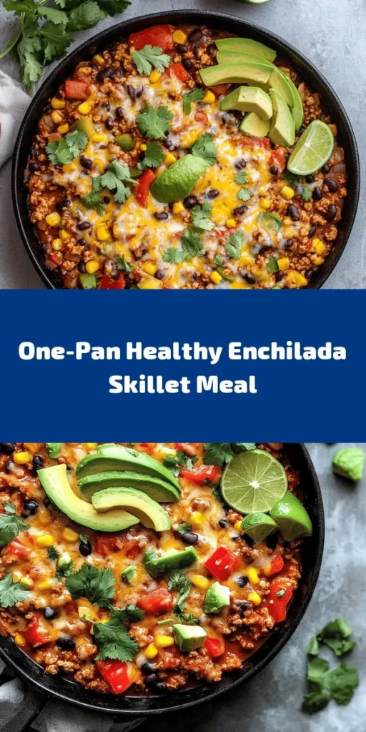 Looking for a quick and healthy meal? Try this delicious Healthy Enchilada Skillet Delight! Packed with ground turkey or lean beef, black beans, corn, and colorful bell peppers, this one-pan dish is a flavor explosion. Ready in just 30 minutes, it combines quinoa or brown rice and is topped with melted cheese. Garnish with fresh cilantro and serve with avocado and lime for an extra zing. Perfect for busy weeknights while being nutritious and satisfying!