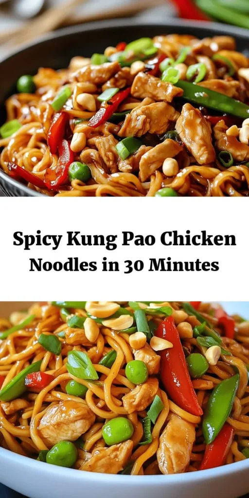 Try this flavorful Kung Pao Chicken Noodles recipe for a quick and satisfying meal! Featuring tender chicken, vibrant bell peppers, and snap peas tossed with delicious egg noodles, this dish is packed with a perfect blend of savory and spicy flavors. Finished off with roasted peanuts and aromatic herbs, it’s a delightful stir-fry that comes together in just 30 minutes. Ideal for busy weeknights, your family will love every bite!