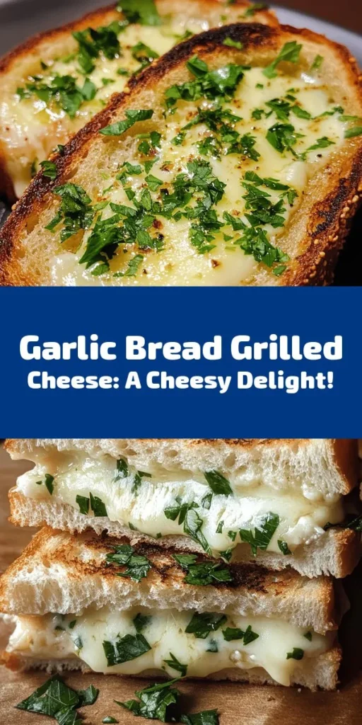 Indulge in the ultimate comfort food with this Garlic Bread Grilled Cheese Delight! Combining thick sourdough bread with a garlic butter spread, mozzarella, and cheddar, every bite is a cheesy, crispy masterpiece. Perfect for a quick lunch or cozy dinner, it only takes 20 minutes to whip up this mouthwatering treat. Serve hot and enjoy the delicious, garlicky goodness that everyone will love! Try it today for an irresistible twist on a classic favorite.