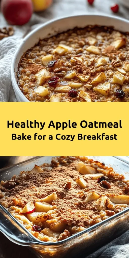 Start your day off right with this irresistible Healthy Apple Oatmeal Breakfast Bake! Featuring wholesome ingredients like rolled oats, fresh apples, and a touch of maple syrup, this delightful dish is both nutritious and satisfying. It's easy to whip up and perfect for meal prep or a cozy breakfast gathering. Bake for about 35-40 minutes, and enjoy it warm topped with your favorite fruits or yogurt. A delicious way to fuel your morning!