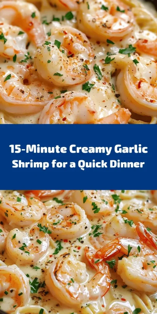 Whip up an easy, flavorful dish with this Creamy Garlic Shrimp recipe ready in just 15 minutes! Perfectly tender shrimp are sautéed in butter and garlic, then coated in a rich sauce made with heavy cream, Parmesan cheese, and Italian seasoning. This dish is customizable with red pepper flakes for added heat. Serve it over pasta or rice for a complete meal. Perfect for a quick weeknight dinner that doesn't compromise on taste!