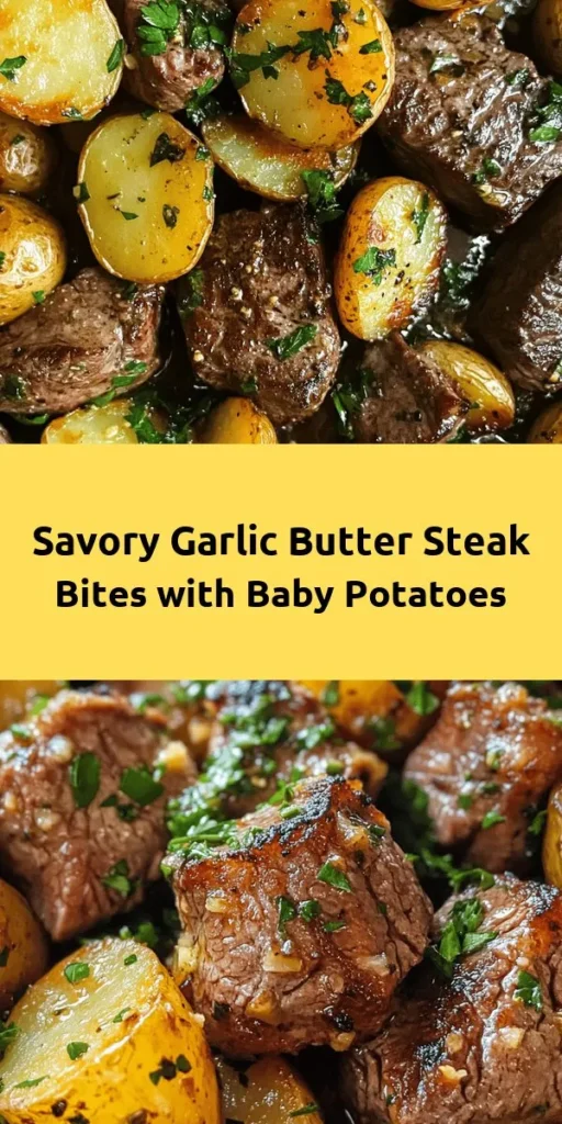 Indulge in these delicious Garlic Butter Steak Bites and Potatoes for a quick and hearty meal! This recipe combines tender sirloin steak bites with buttery, garlic-infused baby potatoes for a crowd-pleasing dish ready in just 30 minutes. Seasoned with thyme, rosemary, and paprika, it's packed with flavor and perfect for any night of the week. Garnish with fresh parsley for a beautiful presentation. Try it tonight! 🥩🧄 #dinnerideas #steakrecipes