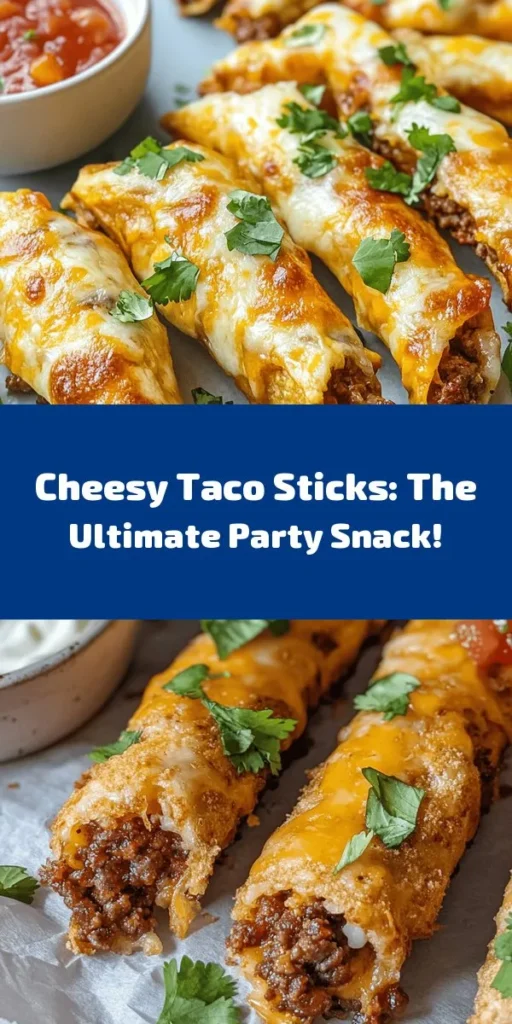 These cheesy taco sticks are the perfect fusion of flavors for your next gathering! Made with refrigerated pizza dough, ground beef, and a blend of cheeses, these delicious bites are quick to prepare and bake to golden perfection. Simply fill, fold, and pop them in the oven for a crowd-pleasing appetizer. Serve with crème fraîche or sour cream for dipping and watch them disappear! Ideal for family nights or game day snacks. Enjoy!