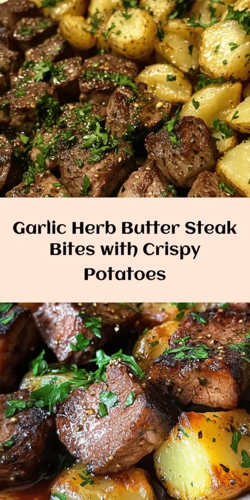 Indulge in the savory delight of Butter Steak Bites paired with Garlic Herb Potatoes! This easy recipe features tender sirloin steak coated in a luscious garlic herb butter, seared to perfection, and served alongside golden roasted baby potatoes seasoned with aromatic herbs. Perfect for a weeknight dinner or special occasion, this dish is sure to impress! Get ready to savor every bite of this flavorful combination. Enjoy a delicious meal that's simple to prepare and oh-so-satisfying!