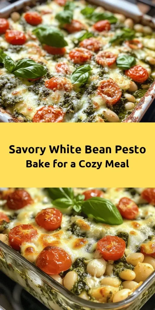 Discover the deliciousness of this White Bean and Pesto Bake! Packed with protein-rich white beans, fresh spinach, and juicy cherry tomatoes, this dish is a perfect blend of flavors. Topped with gooey mozzarella and savory Parmesan, it's baked to golden perfection. Ideal for gatherings or a cozy dinner, this easy recipe comes together in just 50 minutes. Garnish with fresh basil for a vibrant touch. Get ready to impress your taste buds!