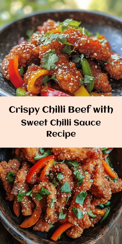 Indulge in this delightful Crispy Chilli Beef with Sweet Chilli Sauce! This easy-to-follow recipe features tender beef sirloin, coated for perfect crispiness, and tossed with colorful veggies. Marinated in a flavorful blend of soy sauce and garlic, every bite is a taste explosion! Garnish with fresh coriander and sesame seeds for a stunning finish. Perfect for a weeknight dinner paired with rice or noodles. Give it a try and elevate your meal!