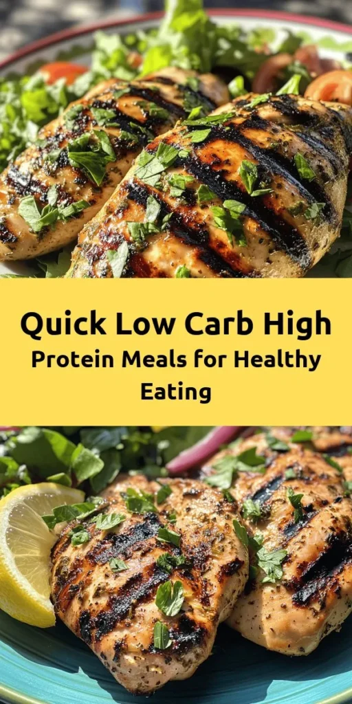Explore these 12 quick and easy low-carb, high-protein meals that are perfect for any day of the week! From zesty grilled chicken to flavorful spicy shrimp salad, each recipe is packed with delicious ingredients and can be made in no time. Enjoy tasty options like tuna-stuffed bell peppers, almond-crusted salmon, and creamy chia seed pudding. Embrace healthy eating without sacrificing flavor—try these dishes and stay energized!