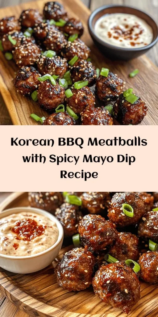 Spice up your meal with these delicious Korean BBQ Meatballs served alongside a creamy, spicy mayo dip! Made with a blend of ground beef and pork, panko breadcrumbs, and a flavorful mix of seasonings, these meatballs are both tender and packed with umami. Bake or grill them to perfection, then pair them with a tangy dip made from mayo and gochujang. Perfect for parties or a cozy dinner, these meatballs are sure to impress!