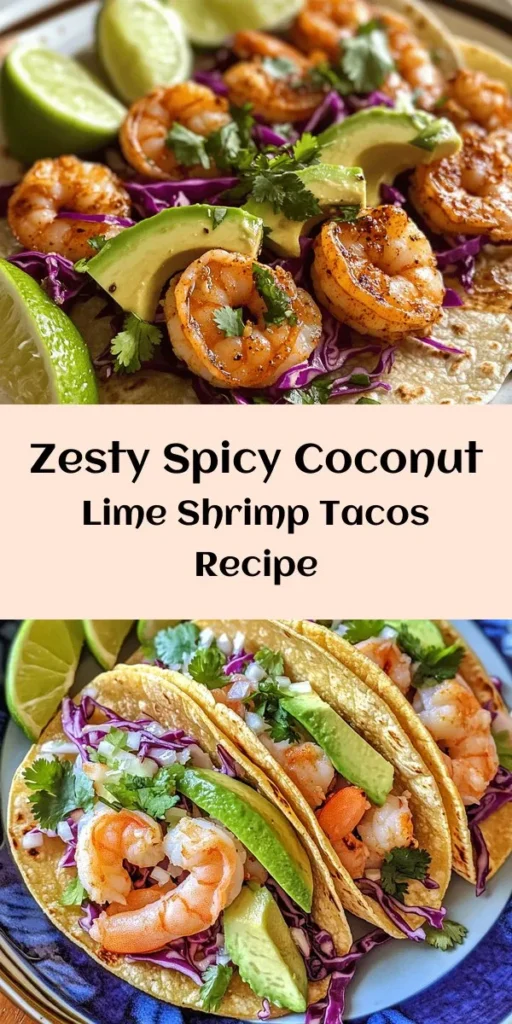 Elevate your taco night with these Spicy Coconut Lime Shrimp Tacos! Bursting with flavor, these tacos feature marinated shrimp cooked in creamy coconut milk and zesty lime, then wrapped in warm tortillas. Topped with crunchy cabbage, fresh cilantro, and creamy avocado, they’re a perfect blend of spice and freshness. Quick and easy to make, these tacos will become a new favorite. Serve them with lime wedges for an extra burst of flavor!