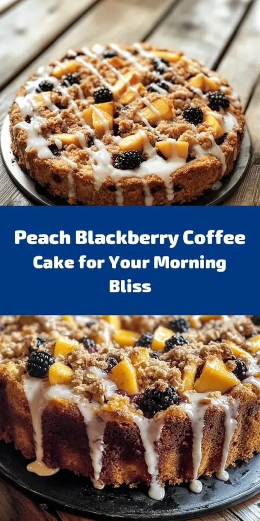 Indulge in the delightful flavors of Peach Blackberry Coffee Cake! This moist and fluffy cake is packed with fresh peaches and juicy blackberries, making it the perfect treat for any occasion. Topped with a crunchy oat and brown sugar crumble, and finished with a sweet vanilla drizzle, this recipe is sure to impress. Enjoy a slice warm with coffee or tea, or serve it at brunch for a delicious surprise. Perfect for sharing with family and friends!