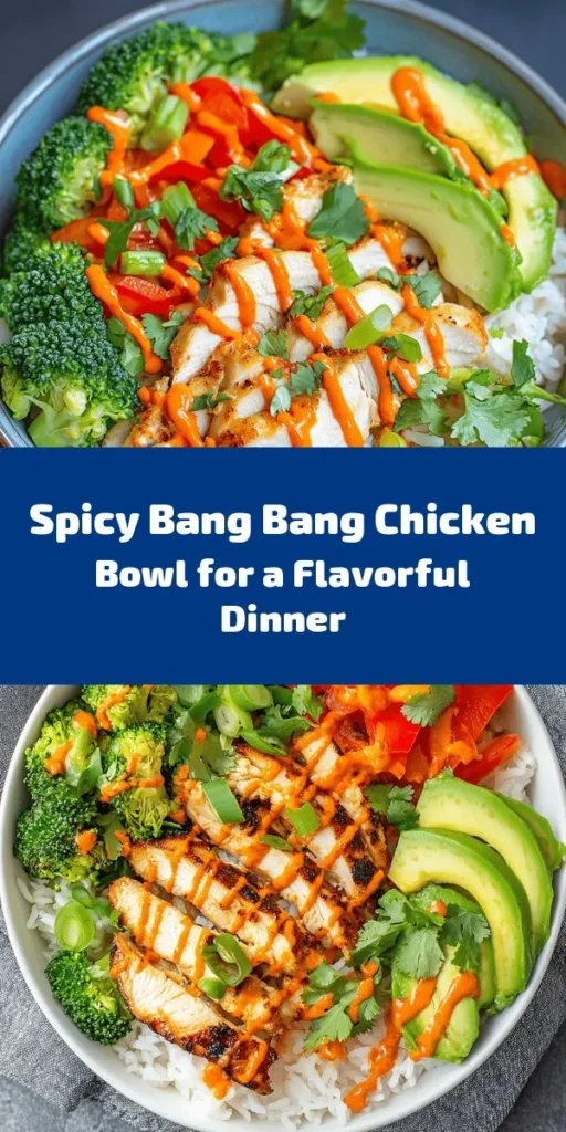 Indulge in a flavorful Bang Bang Chicken Bowl that’s perfect for any meal! This recipe features tender chicken, colorful veggies like broccoli and red bell pepper, and creamy avocado, all on a bed of jasmine rice. The highlight? A zesty Bang Bang sauce that adds a kick! Whip this up in just 35 minutes for a satisfying dish that serves four. Great for meal prep or a busy weeknight dinner! Get ready to enjoy every bite!